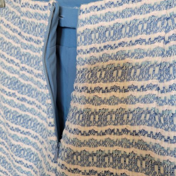 HOUSE OF HARLOW 1960 Tweed Boucle Skirt SKORT Light Blue White Fringe Hem✨️M/8 - Picture 11 of 16